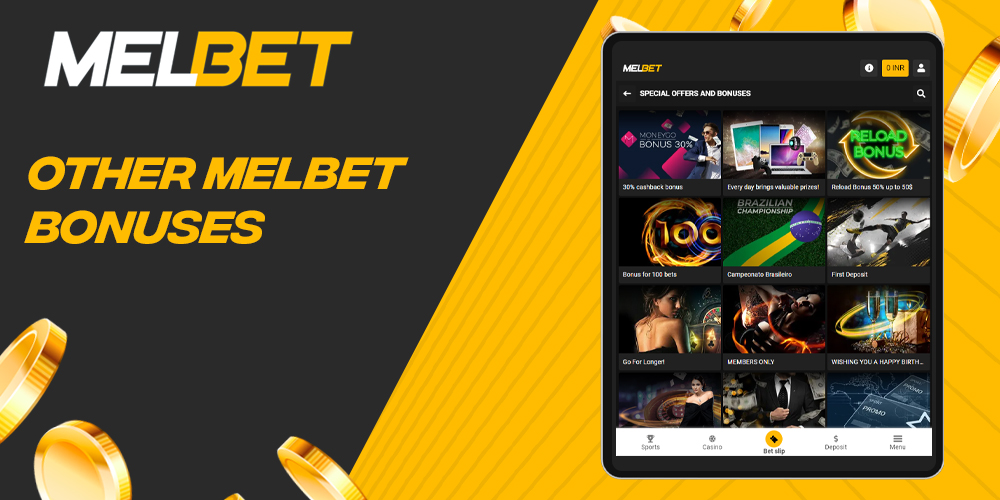 A wide range of different bonuses from Melbet for users from India